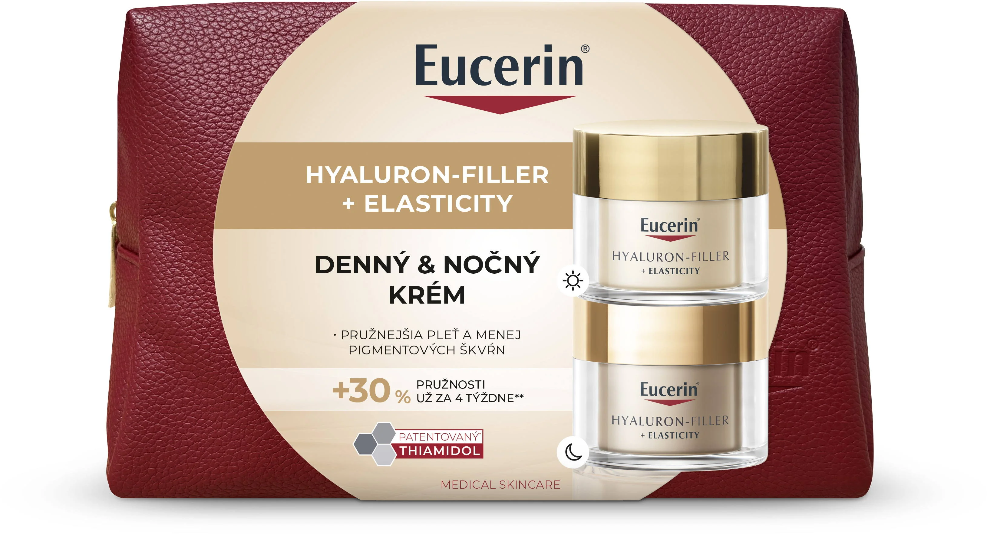 Eucerin Vianočná taštička HYALURON-FILLER + ELASTICITY Denný krém + Nočný krém 1 set