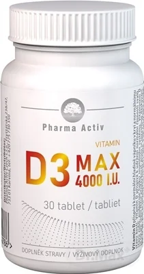 Pharma Activ Vitamin D3 MAX 4000 I.U. 1×30 tbl, doplnok výživy