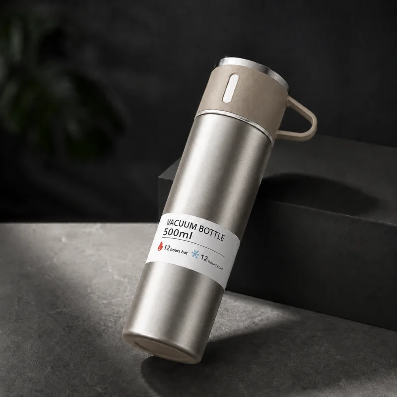 Livefy termoska s pohárom Vello 500ml, béžová