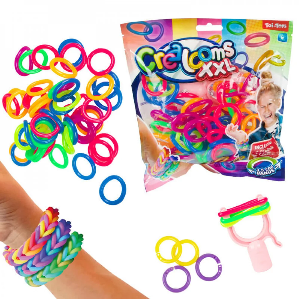 Gumičky na náramky neónové XXL 72ks, 2x balenie-Toi Toys