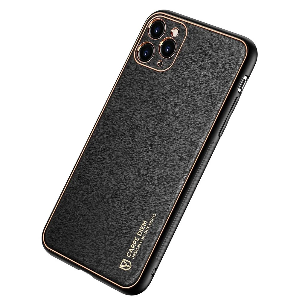 DUX DUCIS Yolo kožený kryt na iPhone 12 Pro Max, čierny