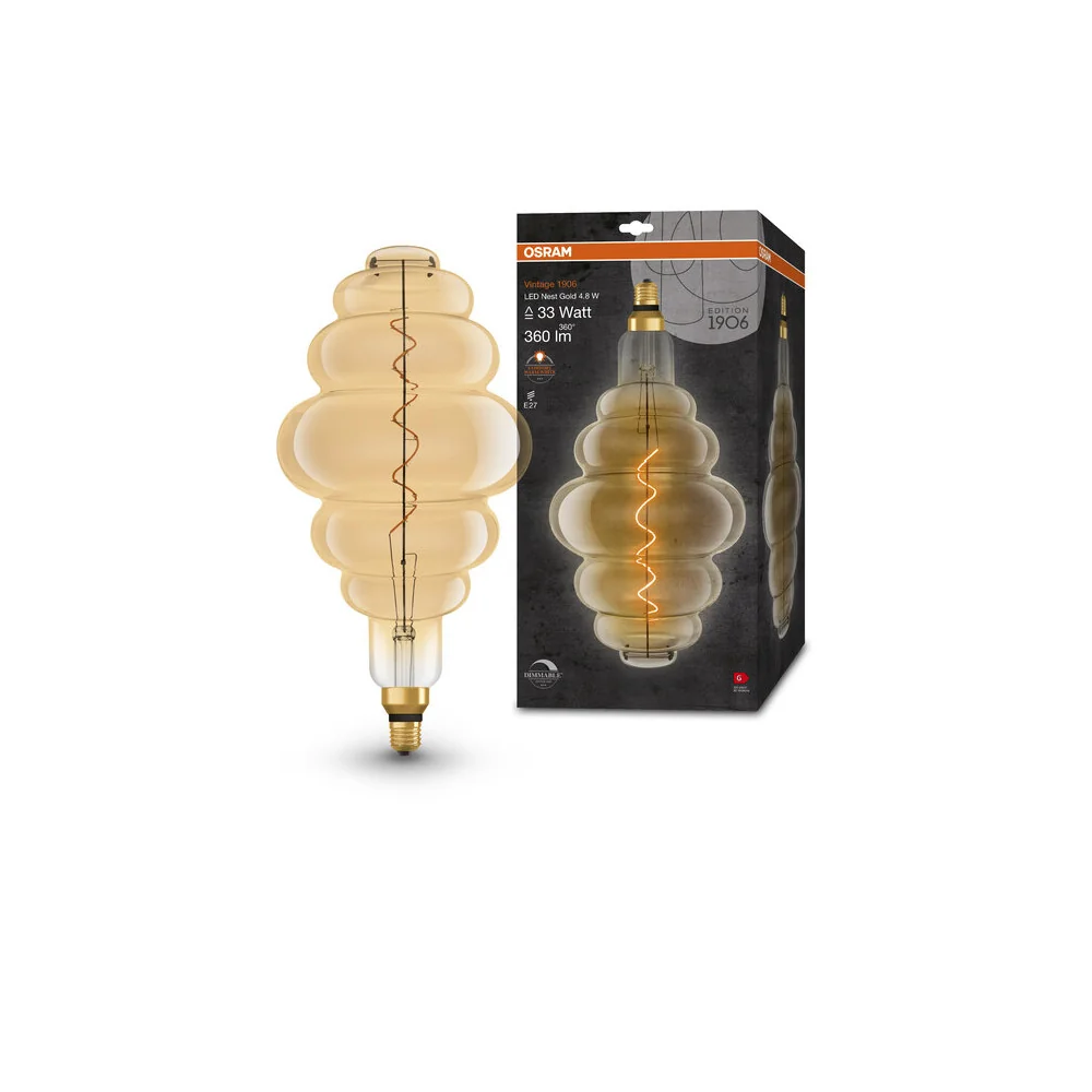 Žiarovka OSRAM LED 1906 E27 4,8W/822 GLOBE FILAMENT GOLD NEST DIM