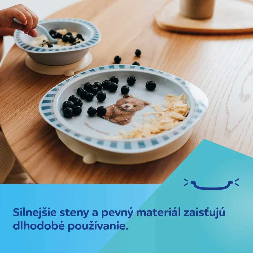 Canpol babies Tanier s prísavkou Woodland modrý 7 ks