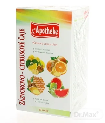 APOTHEKE PREMIER SELECTION ČAJ ZÁZVOR-CITRUS ZMES 20×2 g, v nálevových vreckách