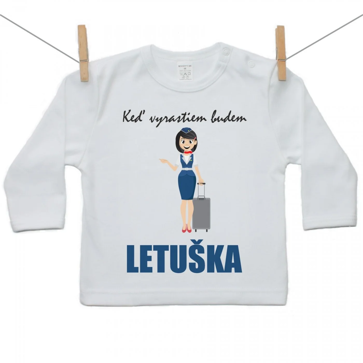 Boodyy Tričko s dlhým rukávom Keď vyrastiem budem letuška Veľkosť: 134