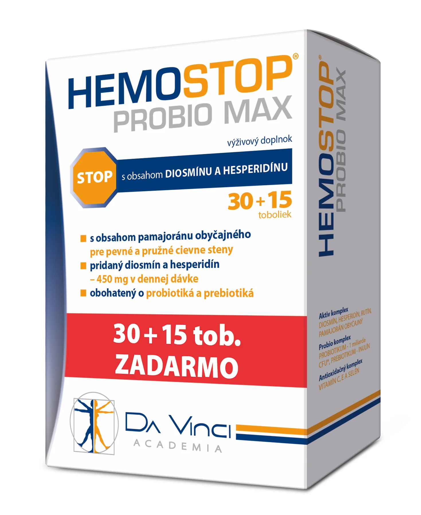 Hemostop Probio MAX Da Vinci Academia 30+15 ks 1×45 ks, výživový doplnok
