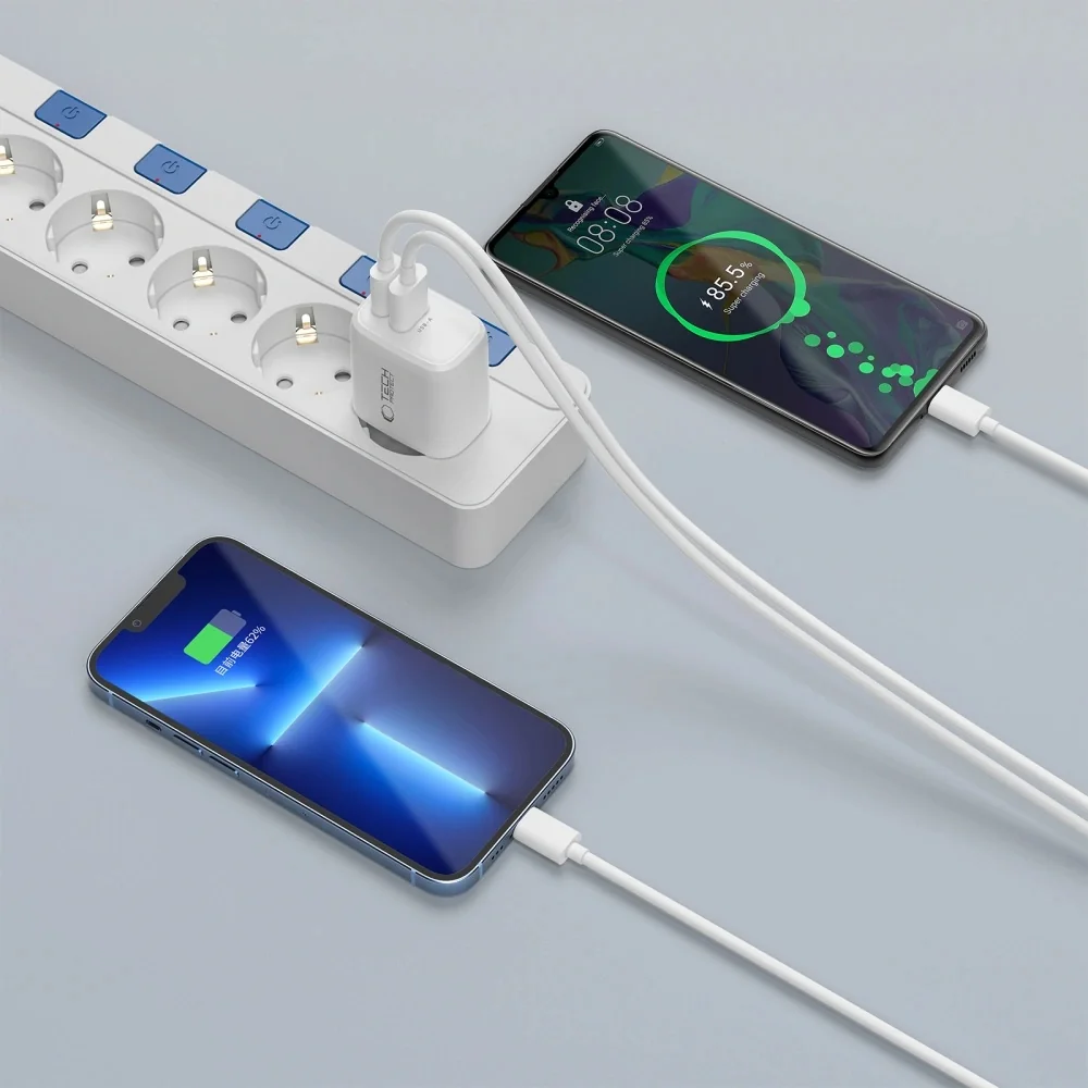 Tech-Protect NCA20 sieťová nabíjačka 20W PD QC + kábel Lightning, biela a