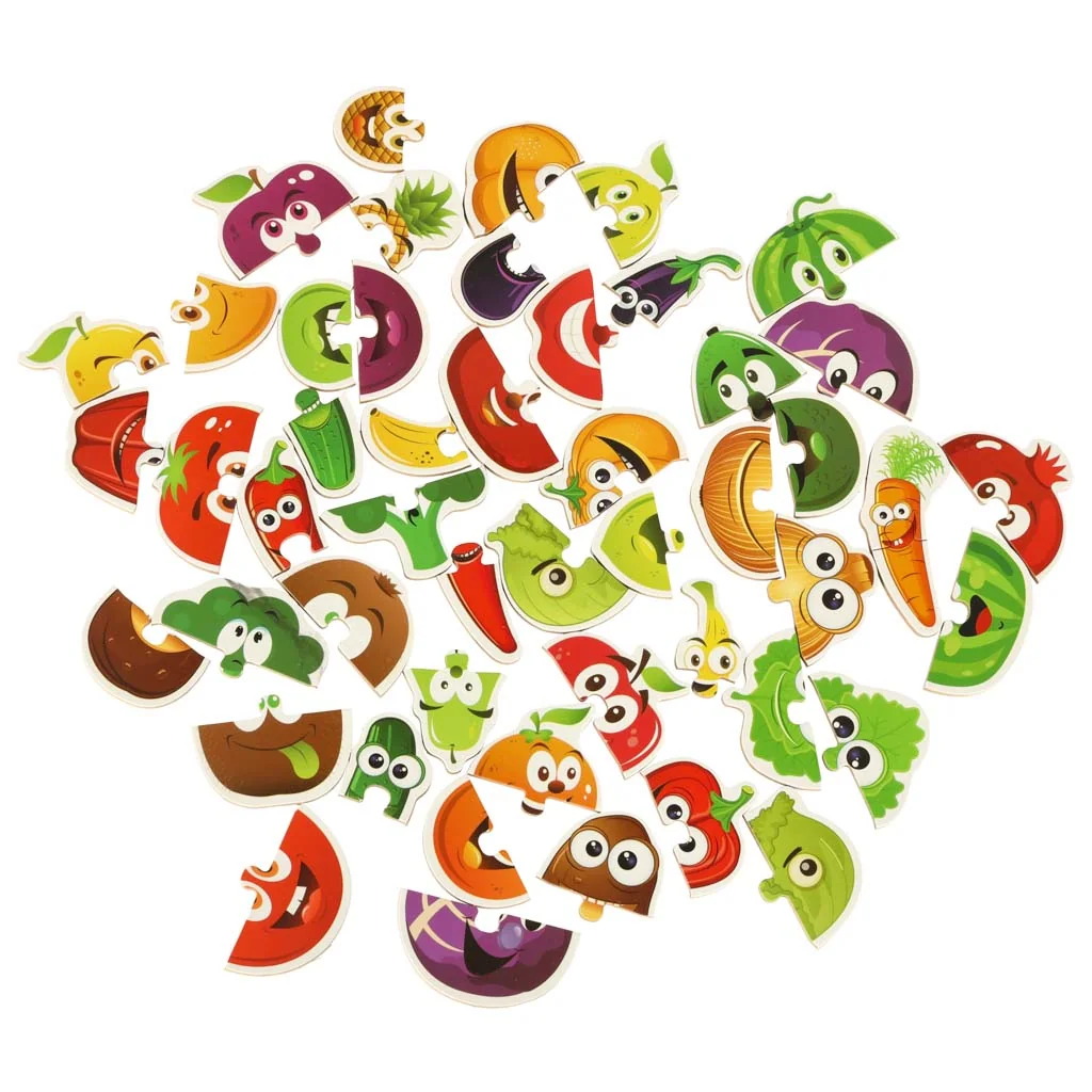 Puzzle pre deti v plechovej krabičke, 25 dielikov, ovocie a zelenina