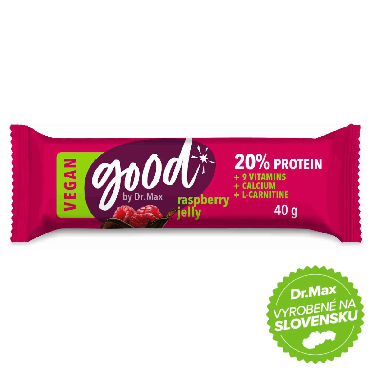 Good by Dr. Max Protein Bar 20% Raspberry Jelly 40 g 1×40 g, proteínová tyčinka
