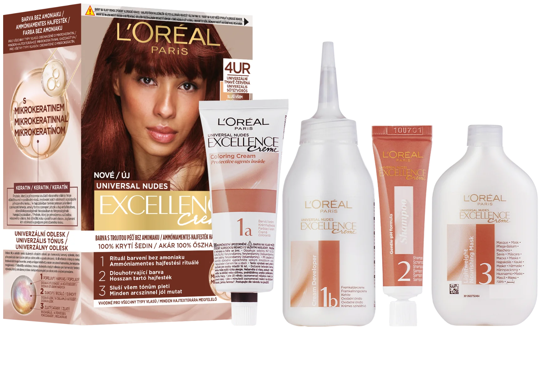 L'Oréal Paris Excellence Nudes Copper 4UR Univerzálna tmavočervená 1×1 ks, permanentná farba na vlasy