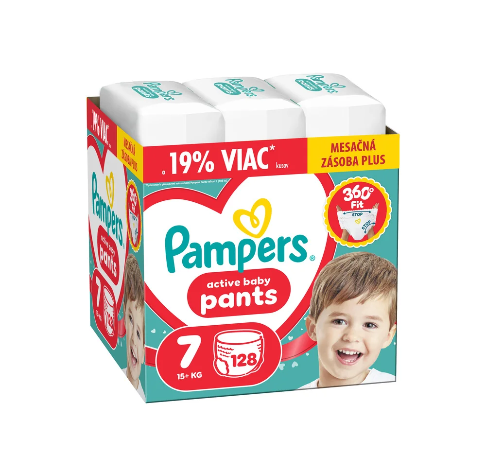 Pampers Active Baby plienkové nohavičky, veľkosť 7, 15kg+ 128 ks