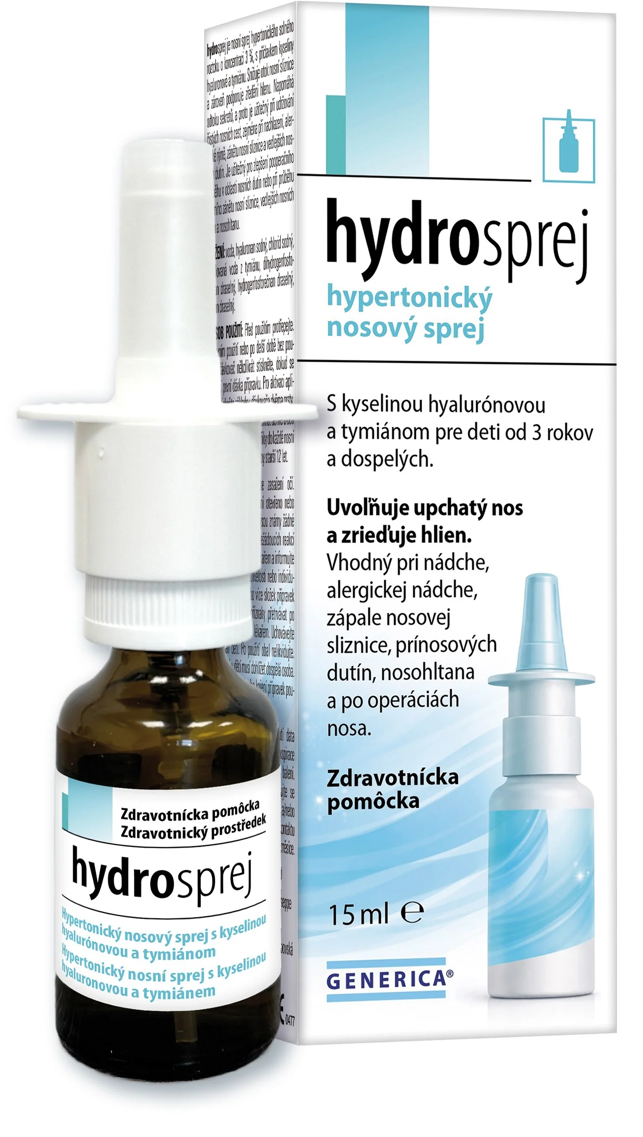 Generica Hydro hydrosprej (3 % hypertonický nosový sprej) 15 ml