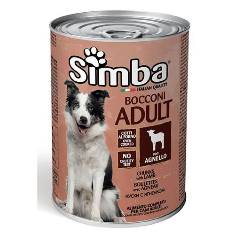 MONGE SIMBA Dog Chunks with lamb 1230g konzerva pre dospelých psov s jahňacím mäsom