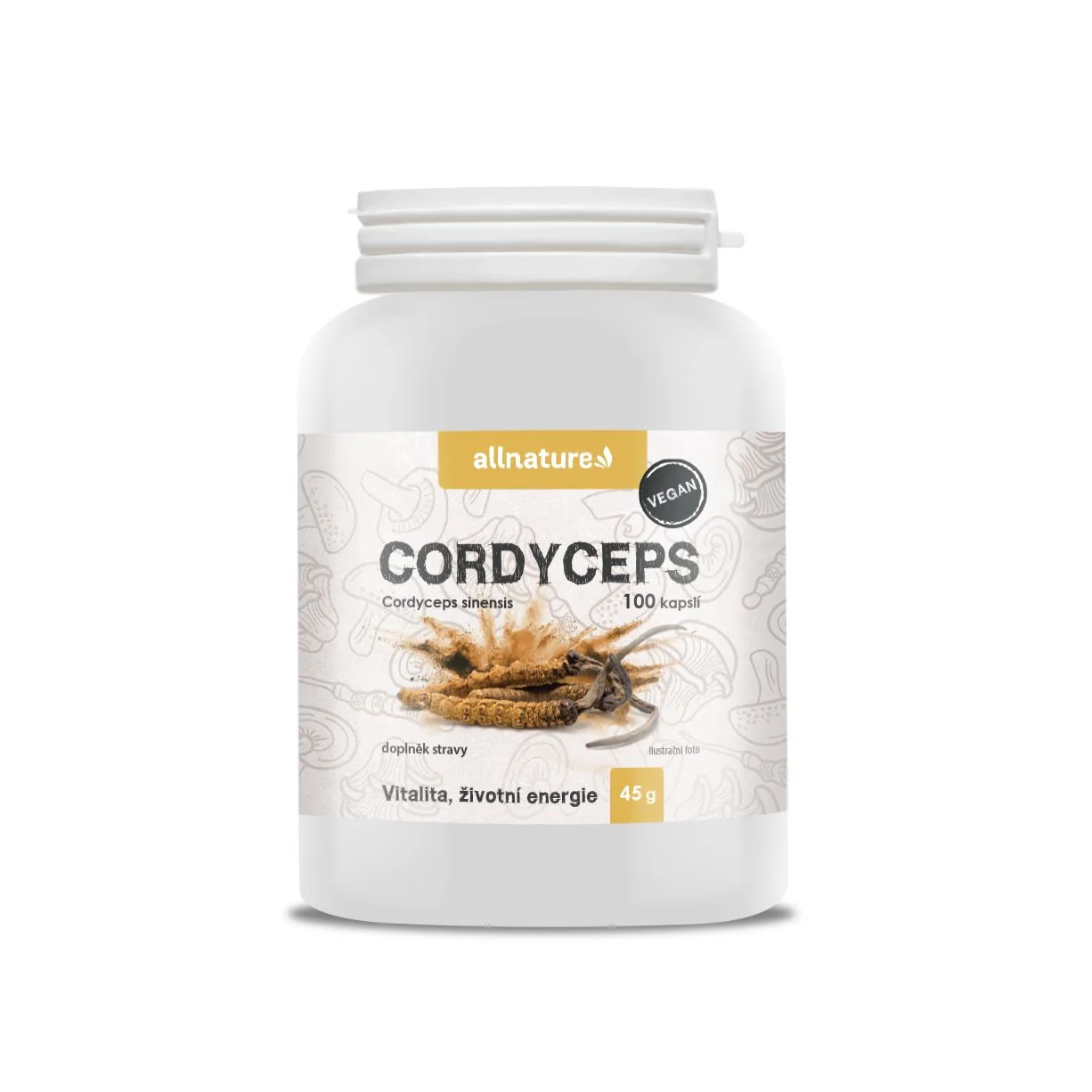 Allnature Cordyceps Kapsule 1×100 cps, výživový doplnok