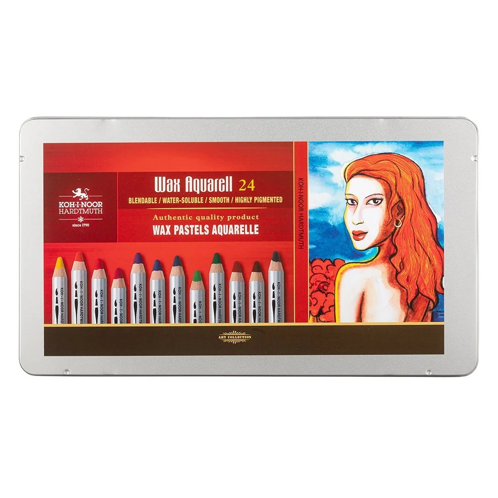 Akvarelové pastely v plechovom puzdre WAX AQUARELL 24 ks v balení