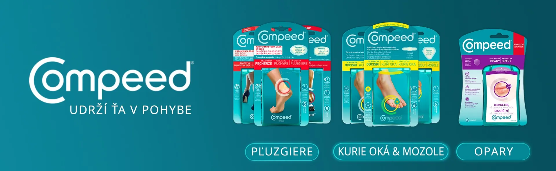 Compeed NÁPLASŤ ŠPORTOVÁ na pľuzgiere 1×5 ks, gélová, stredná