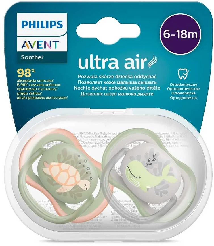 Philips AVENT Cumlík Ultra air obrázok 6-18m chlapec (more) 2ks 1×2 ks, cumlík