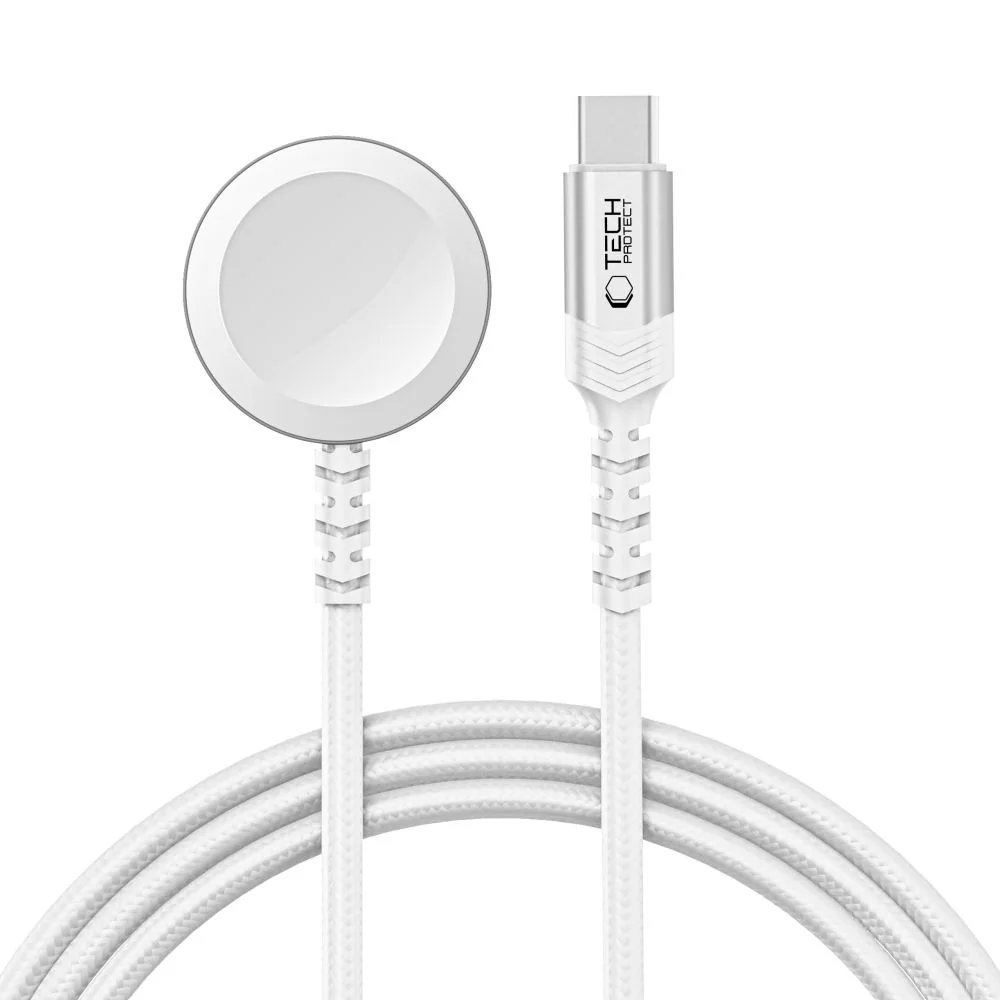 Tech-Protect MC01 magnetická nabíjačka na Apple Watch USB-C 1.2m, biela a