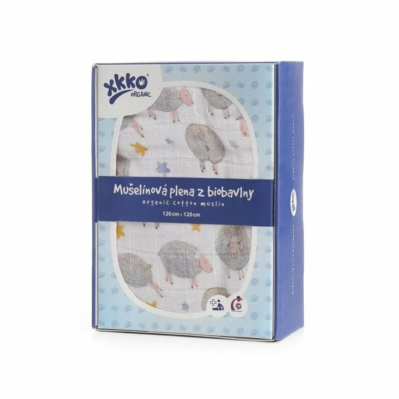 XKKO Organic Biobavlnená plienka 120x120, Dreamy Sheeps 1×1 ks, biobavlnené plienky