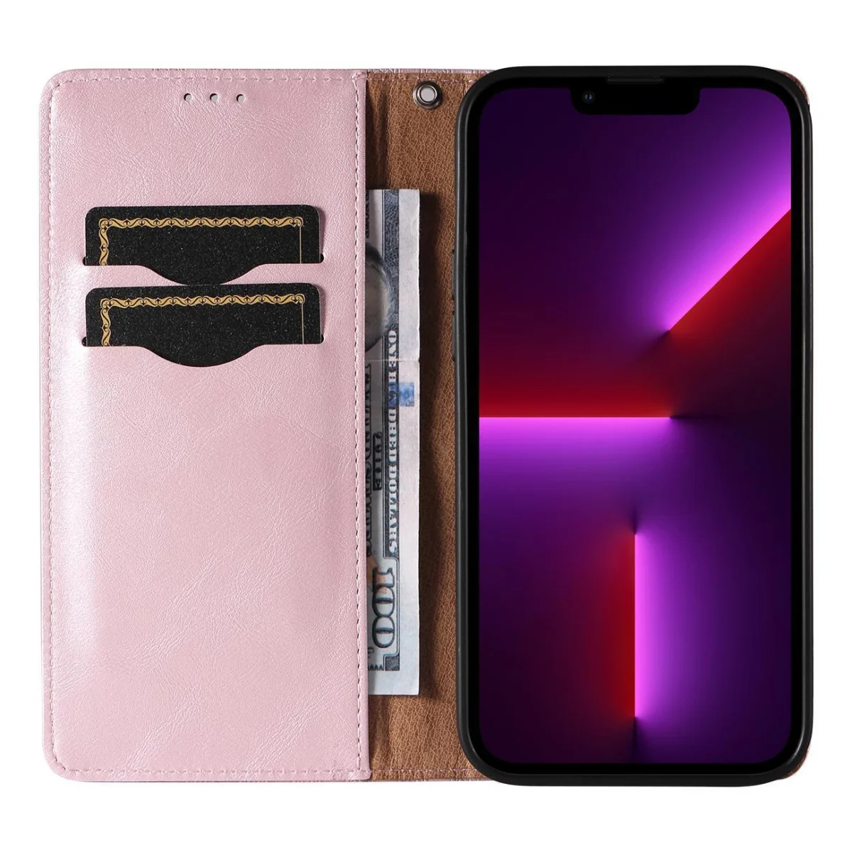 MG Magnet Strap knižkové kožené puzdro na iPhone 12 Pro Max, ružové