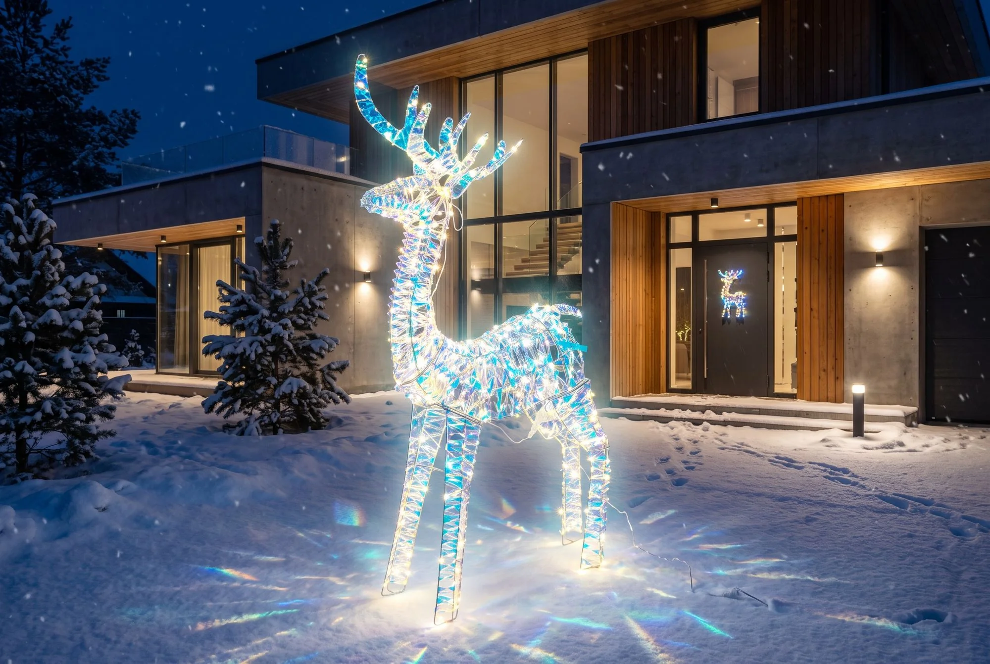 MagicHome vianočný LED jeleň, 1 ks 280 LED, teplá biela, 105 cm