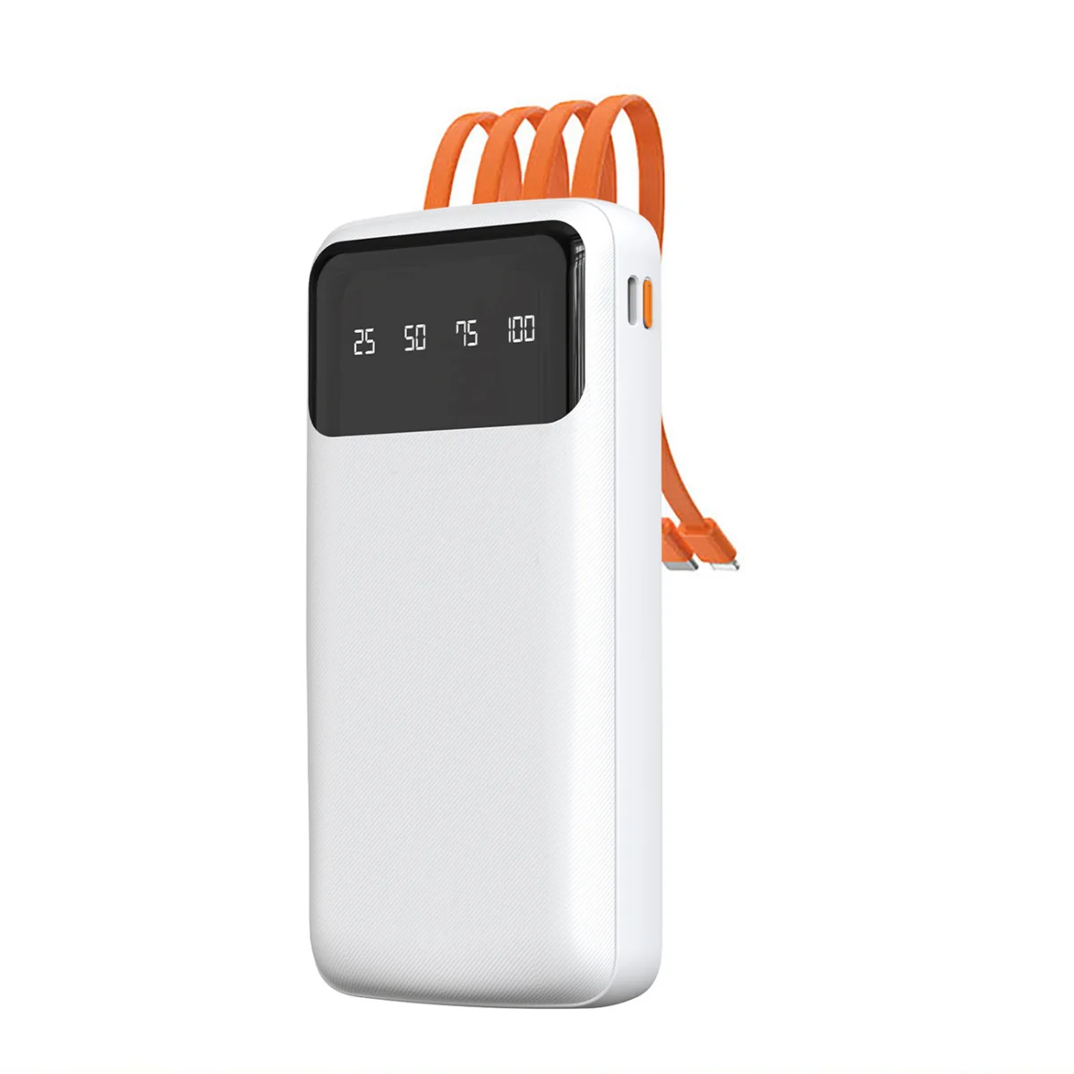 Dudao K6Pro Power Bank 10000mAh 2x USB + kábel USB / USB-C / Lightning / Micro USB, biely / Micro USB, biely