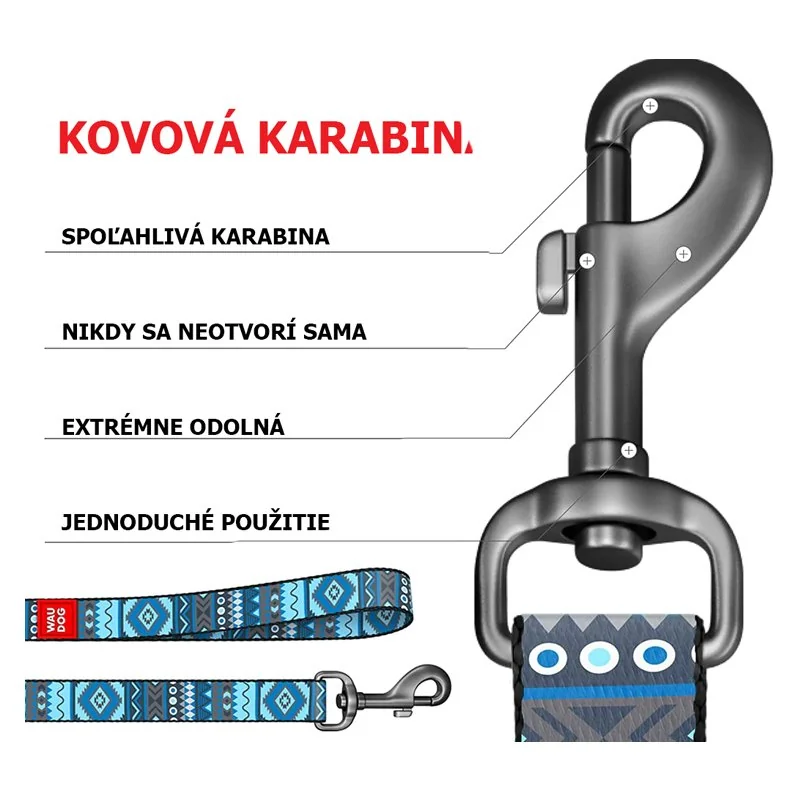Nylonové vodítko ETHNO BLUE 122cm, Veľkosť: XS