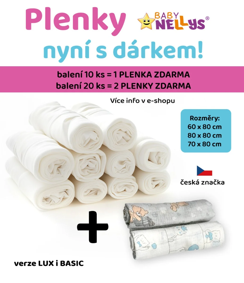 Kvalitné bavlnené plienky TETRA LUX 60x80 cm, 20 ks v balení + 2 zadarmo