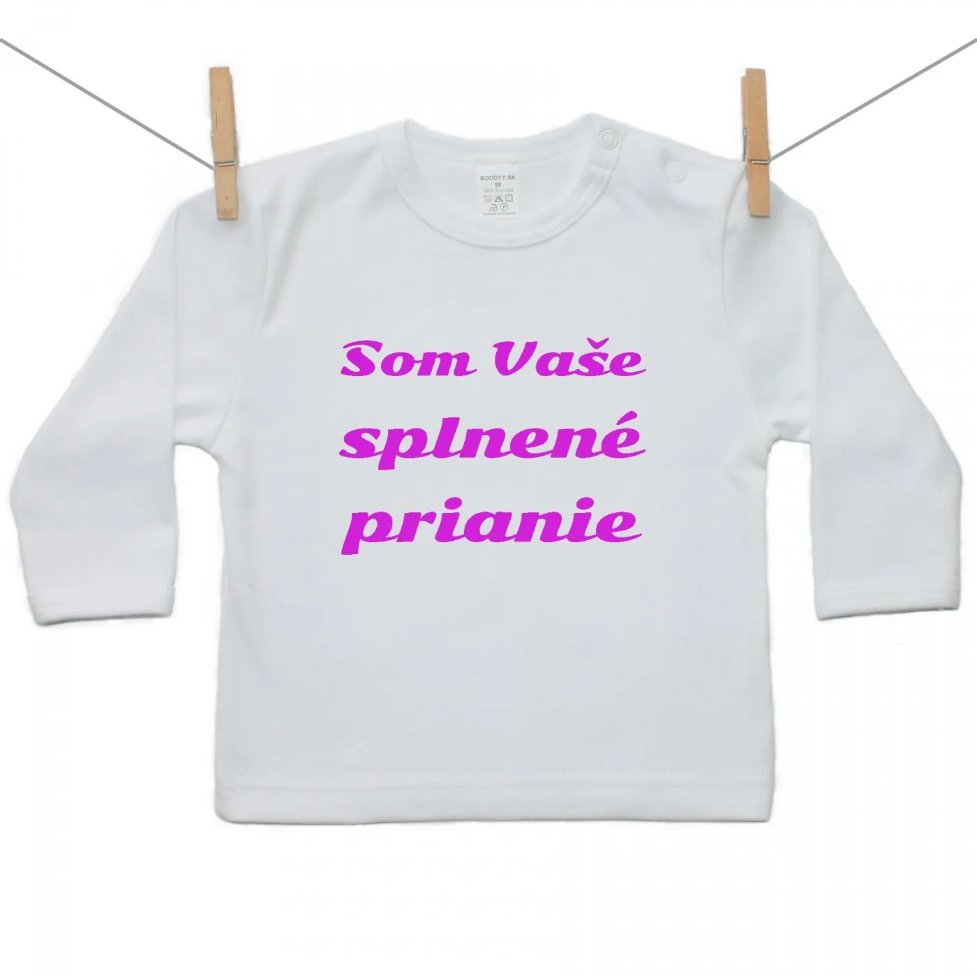 Boodyy Tričko s dlhým rukávom Splnené prianie Ružová Veľkosť: 74