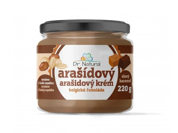 Dr.Natural Arašidový krém belgická čokoláda slaný karamel 1×220 g, arašidový krém (belgická čokoláda) slaný karamel