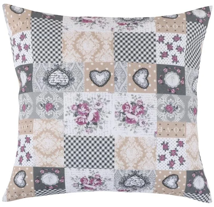 Vankúš DITA 45x45cm 55/408 patchwork love 1×1 ks, dekoračný vankúš