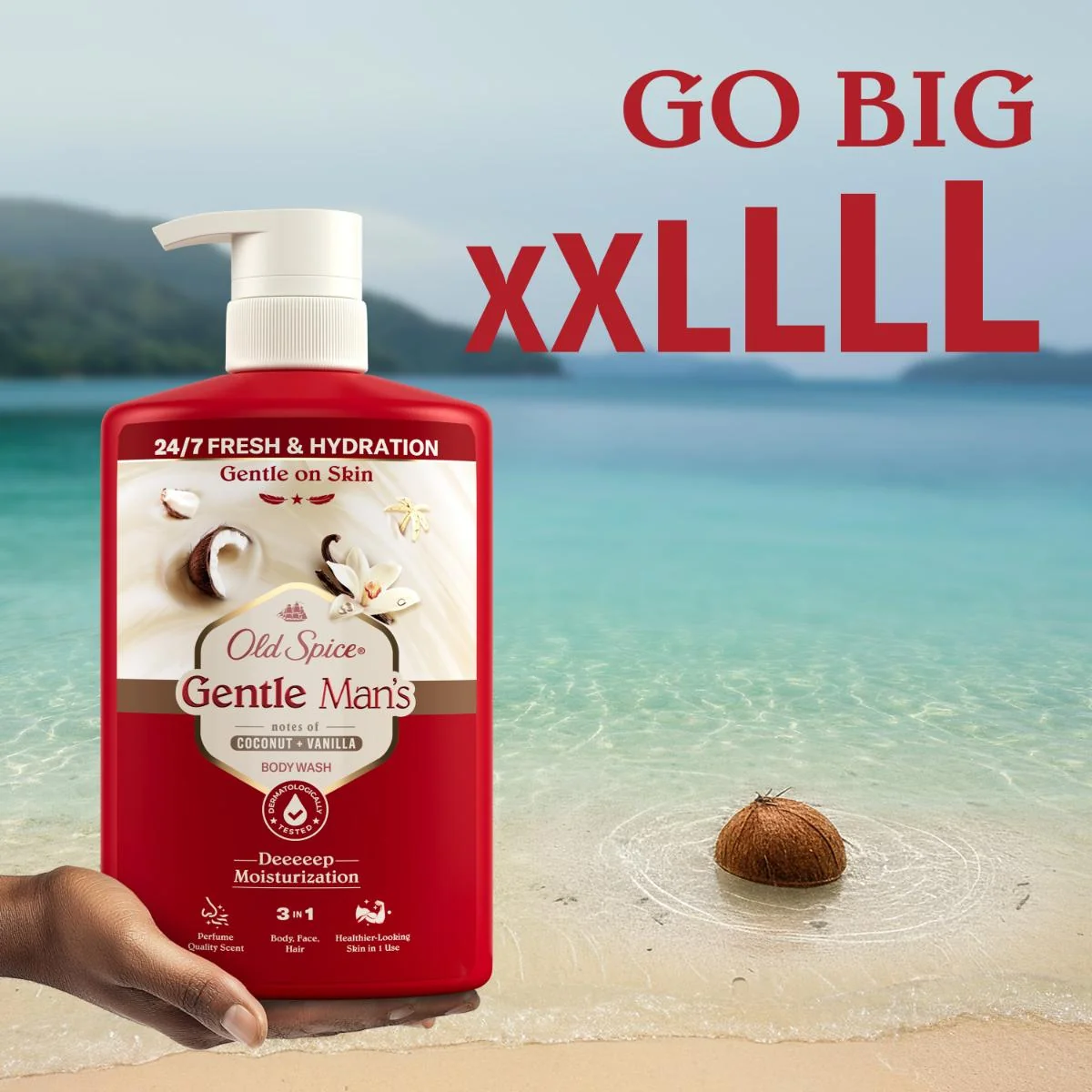 Old Spice Gentle Man's Kokos + Vanilka sprchový gél 3 v 1 400 ml