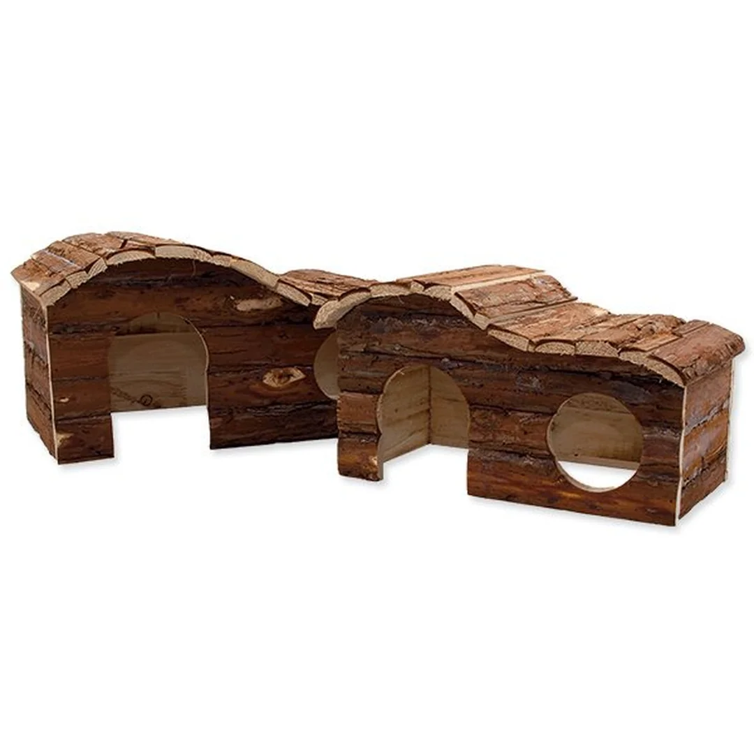 Domček Small Animals Kaskada drevený s kôrou 31x19x19cm