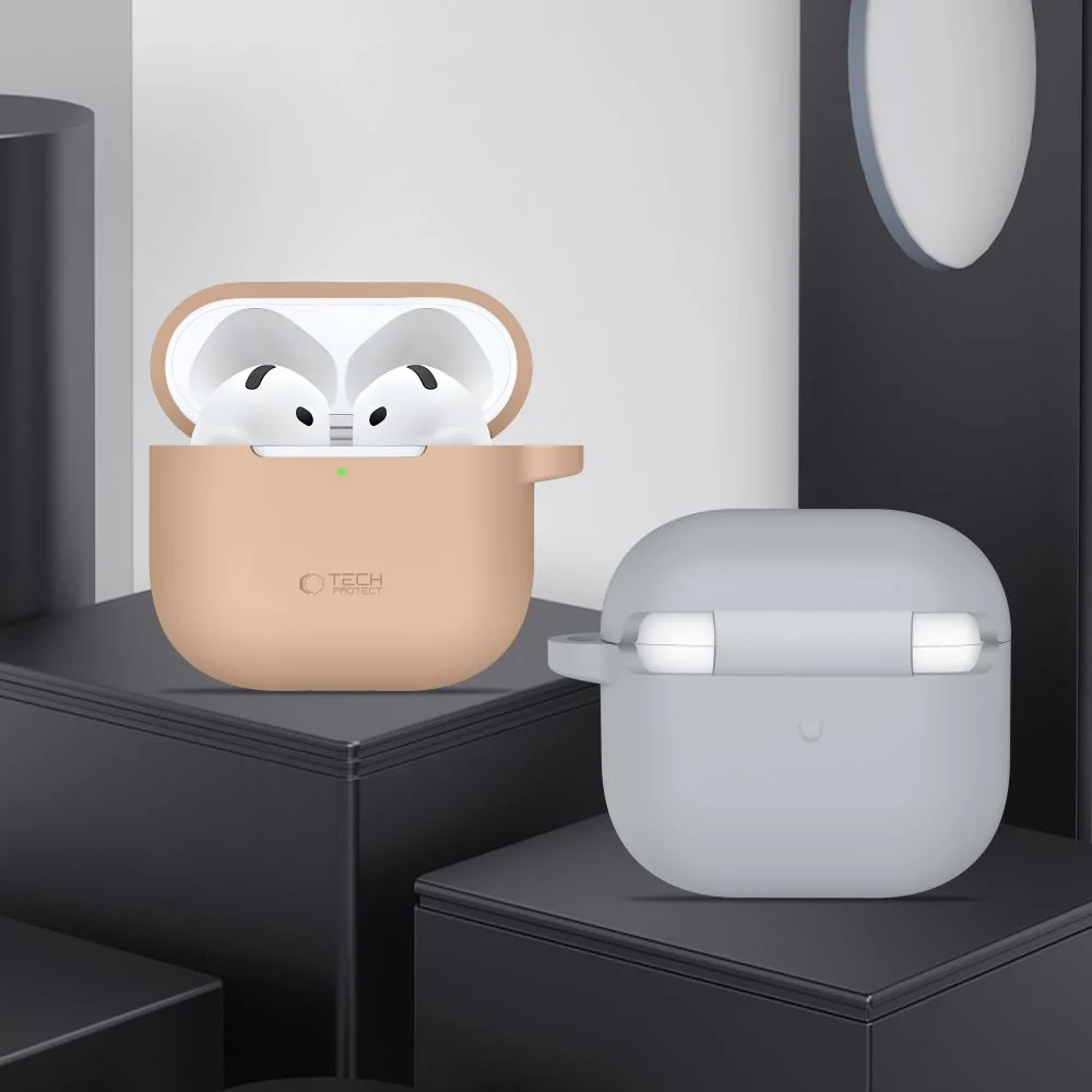 Tech-Protect Silicone Hook puzdro na Apple AirPods 4, sivé