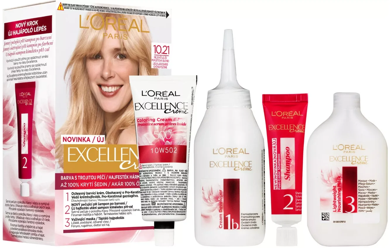 L´Oréal Paris Excellence Créme 10.21 Najsvetlejšia perleťová blond 1×1 ks, farba na vlasy