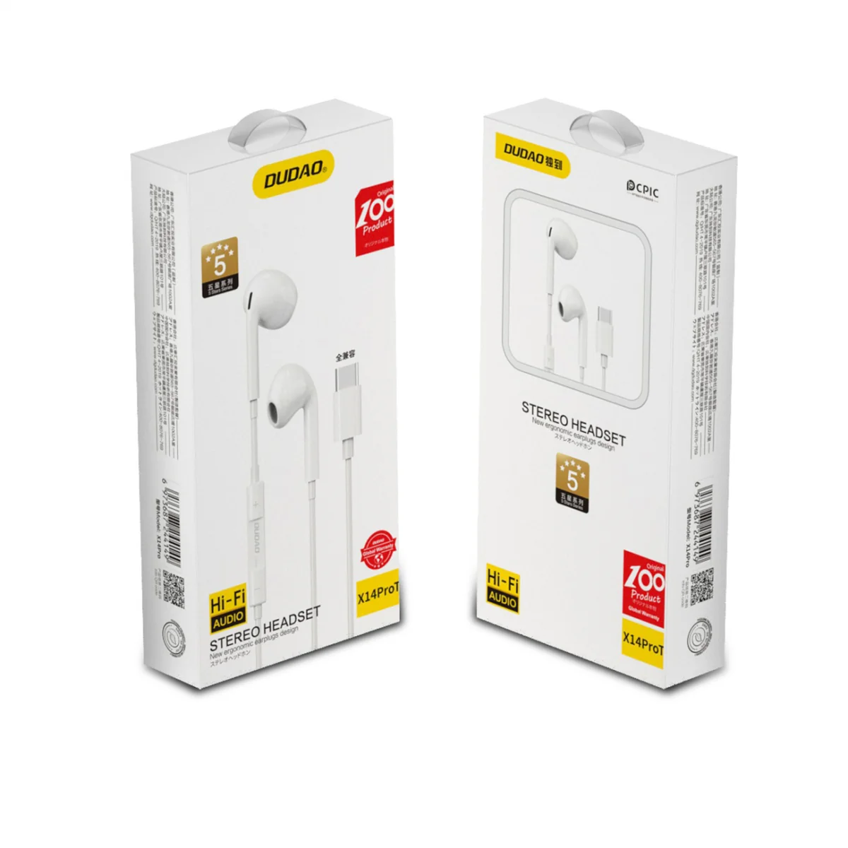 Dudao X14Pro slúchadlá do uší USB-C, biele