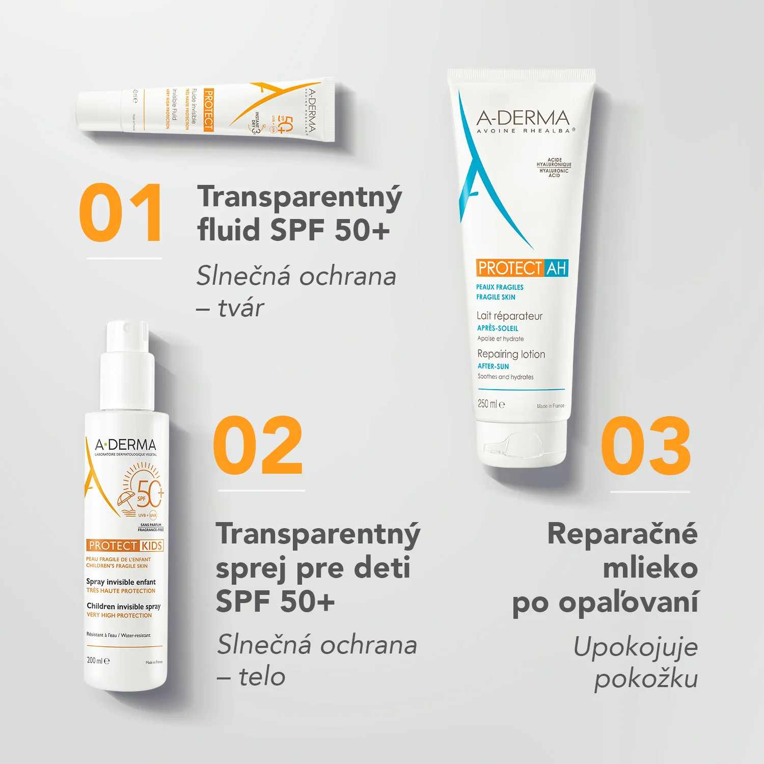 A-DERMA PROTECT KIDS Transparentný sprej SPF50+ 200 ml