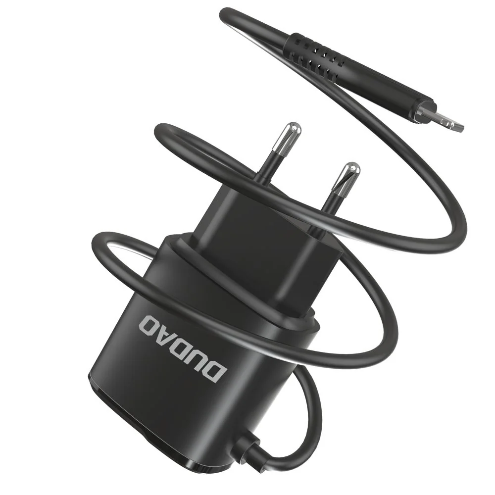 Dudao A2ProL 2x USB sieťová nabíjačka s Lightning káblom 12W, čierna