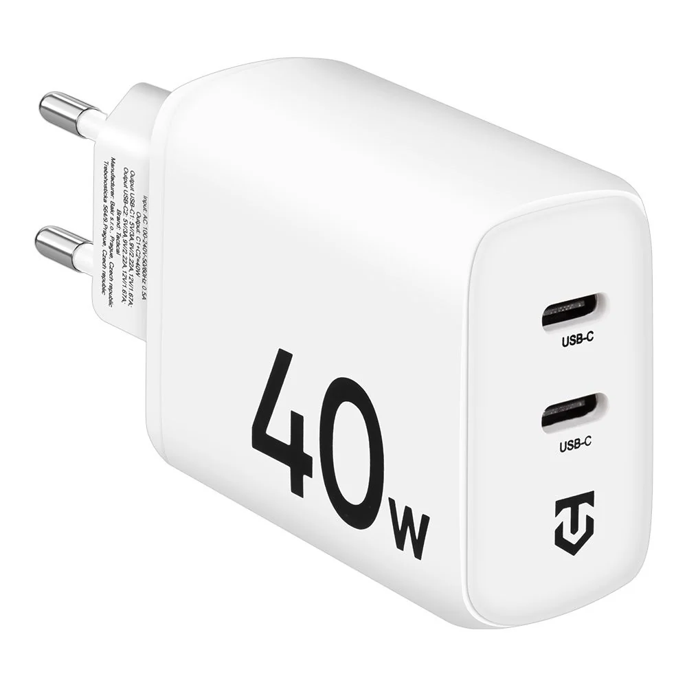 Sieťová nabíjačka 2x USB-C 40W Biela Rýchle a bezpečné nabíjanie