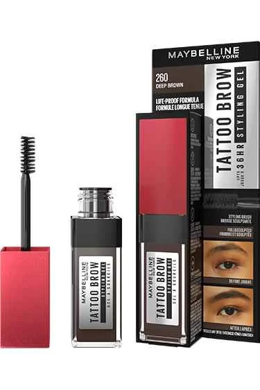 Maybelline New York Tattoo Brow 36H Styling Gel 260 Deep Brown dlhotrvajúci gél na obočie, 6 ml 1×6 ml, gél na obočie