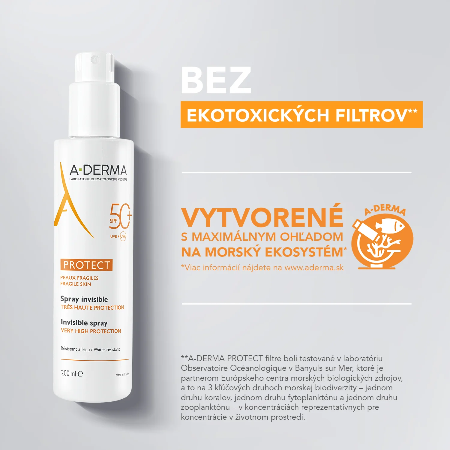 A-DERMA PROTECT Transparentný sprej SPF50+ 200 ml