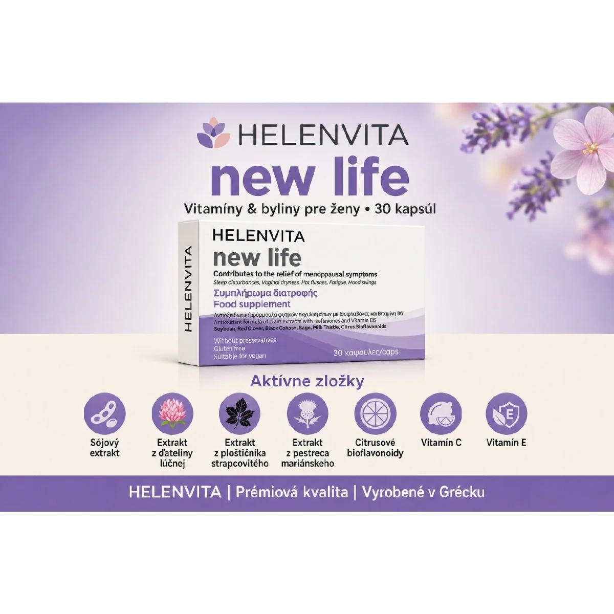 Helenvita New Life pre ženy v menopauze 30 kapsúl s izoflavónmi