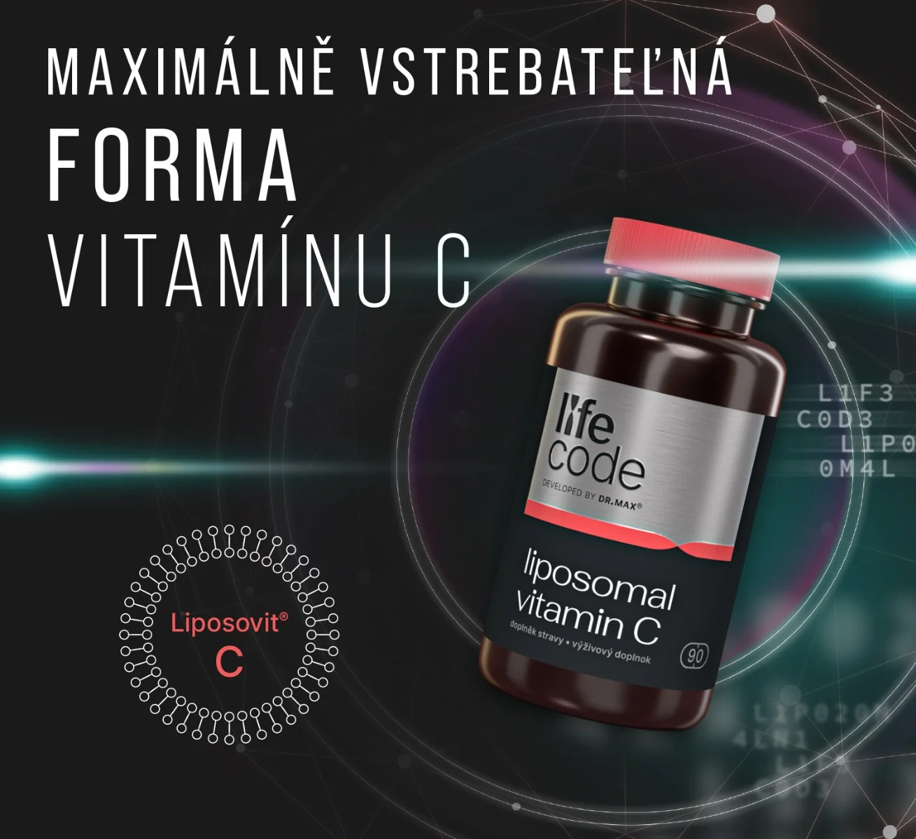 LifeCode developed by Dr. Max® liposomal vitamin C 1×90 cps, vitamín C v lipozomálnej forme