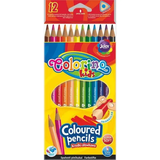 COLORINO farebné ceruzky trojhranné 1×12 ks, farebné trojhranné ceruzky