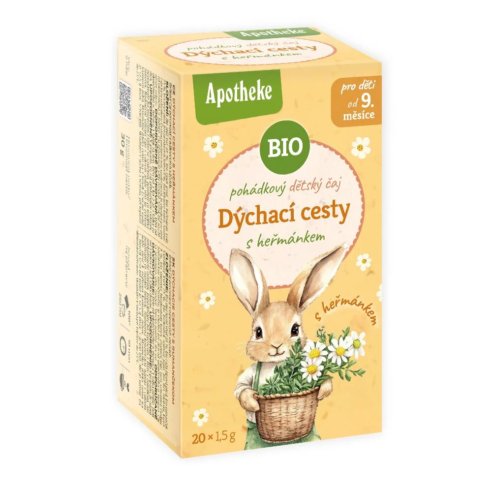 APOTHEKE ROZPRÁVKA Dýchacie cesty s rumančekom Bio 20×1,5 g, bylinný čaj, od ukončeného 9. mesiaca