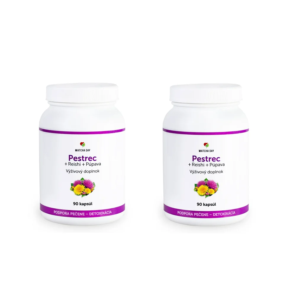 MatchaDay - Pestrec + Reishi + Púpava 2x 90 kapsúl 2x 90 cps pestrec reishi, výživový doplnok