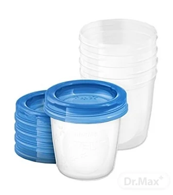 AVENT VIA poháriky 1×1 set, 180 ml x 5 ks, s vrchnákmi