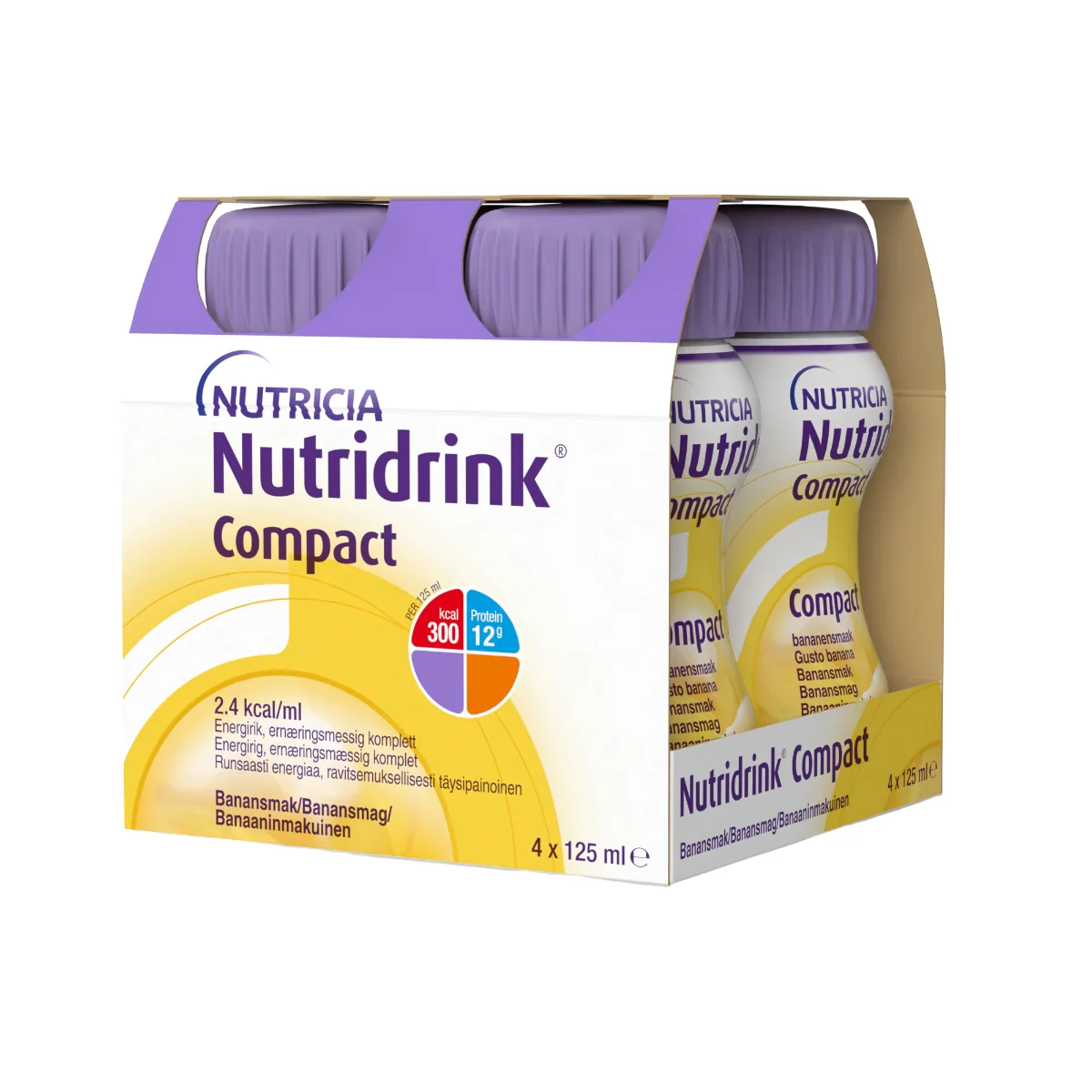 Nutridrink Compact s banánovou príchuťou 4x125 ml, nápoj na medicínske účely