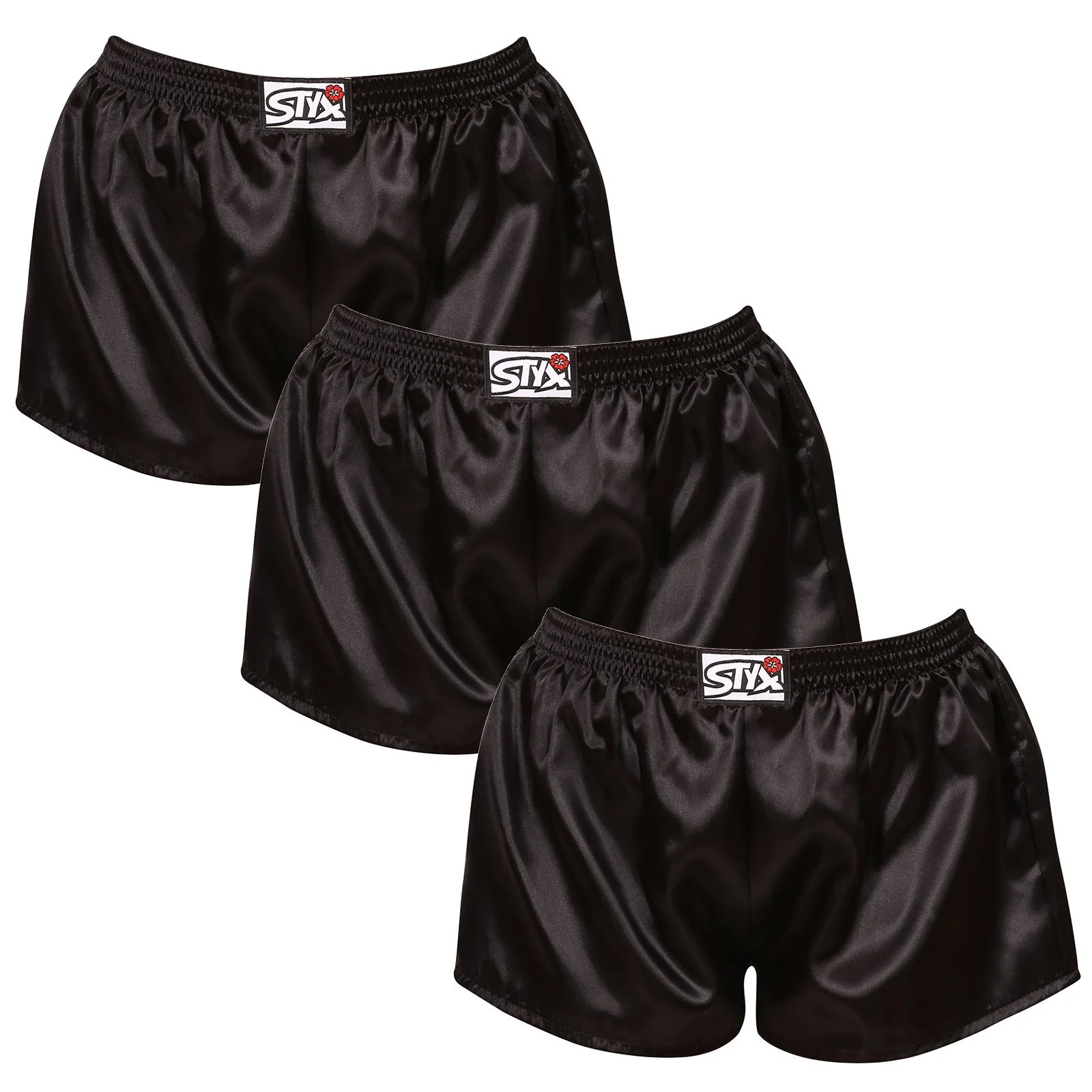 3PACK dámske trenky klasická guma saténové čierne (3L0960) S