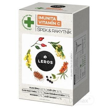 LEROS IMUNITA VITAMÍN C, ŠÍPKA & RAKYTNÍK 20×2 g, bylinný čaj, nálevové vrecúška